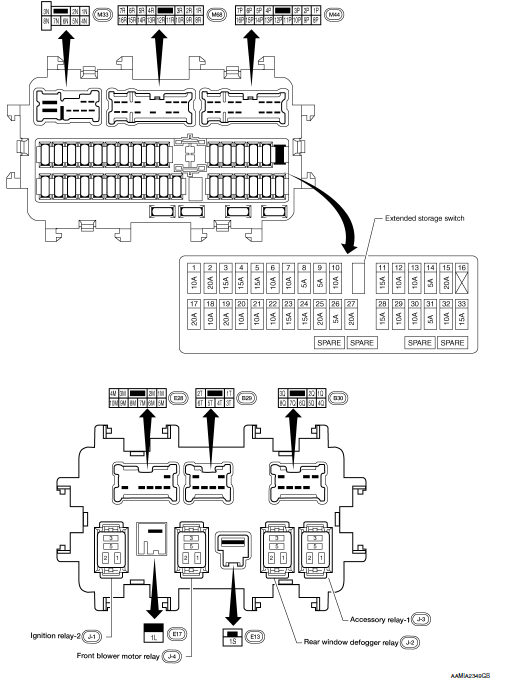 Nissan Rogue Service Manual: Fuse block - junction box (J/B) - DTC